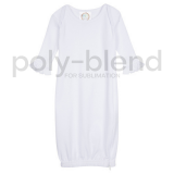 *Sublimation Blanks* Blank Girl's Long Sleeve Ruffle Infant Gown with Hidden Zipper - Poly Blend